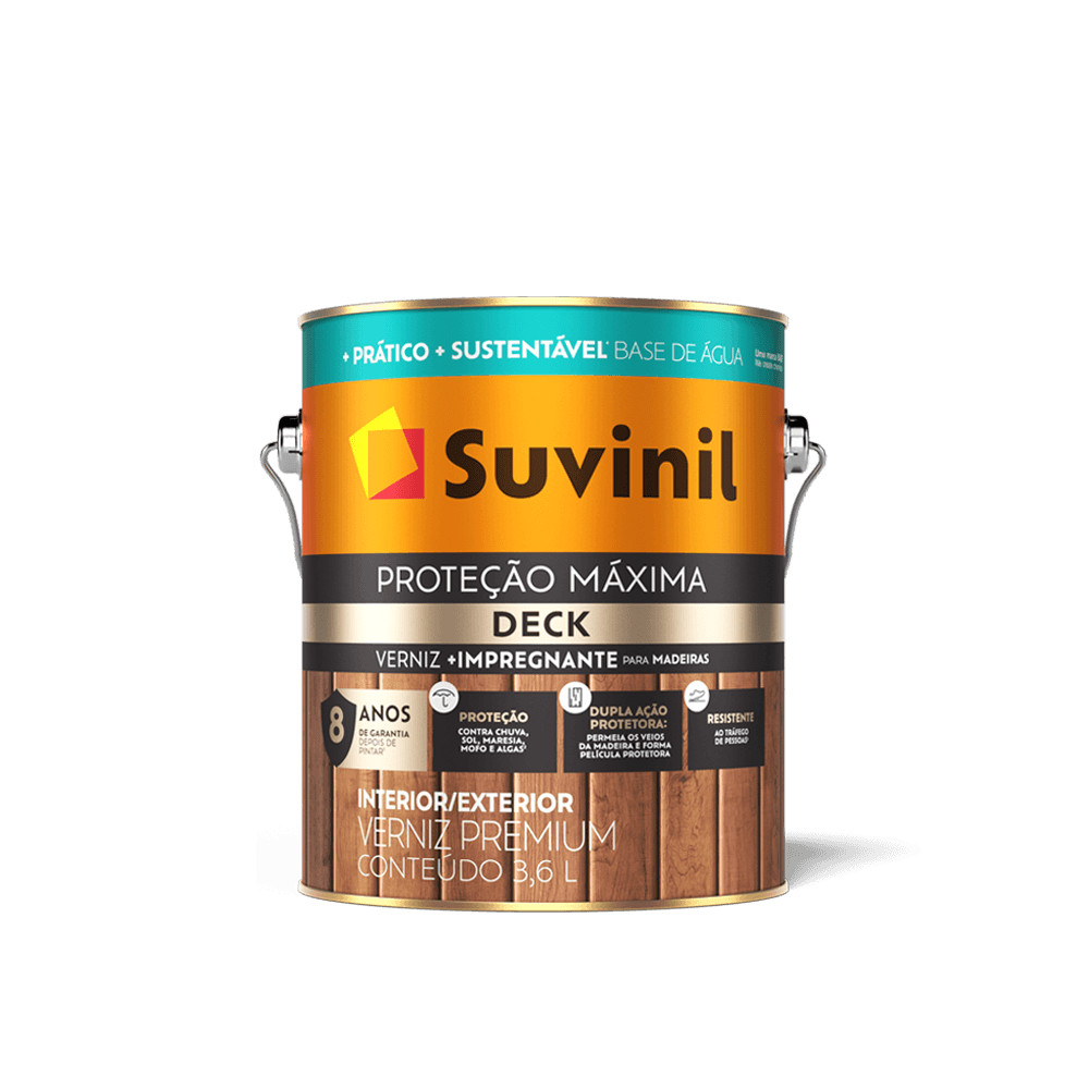 VERNIZ SUVINIL PROTEÇÃO MÁXIMA PARA DECK BASE ÁGUA 3,6L VÁRIAS CORES em Oferta na Shopee
