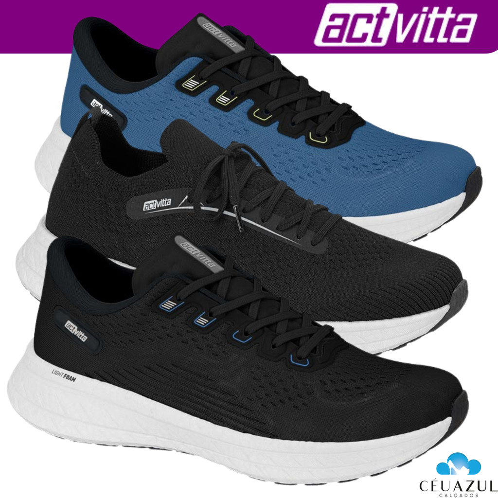 Tênis Masculino Actvitta Corrida Solado Light Foam Conforto Academia Leve Original em Oferta na Shopee