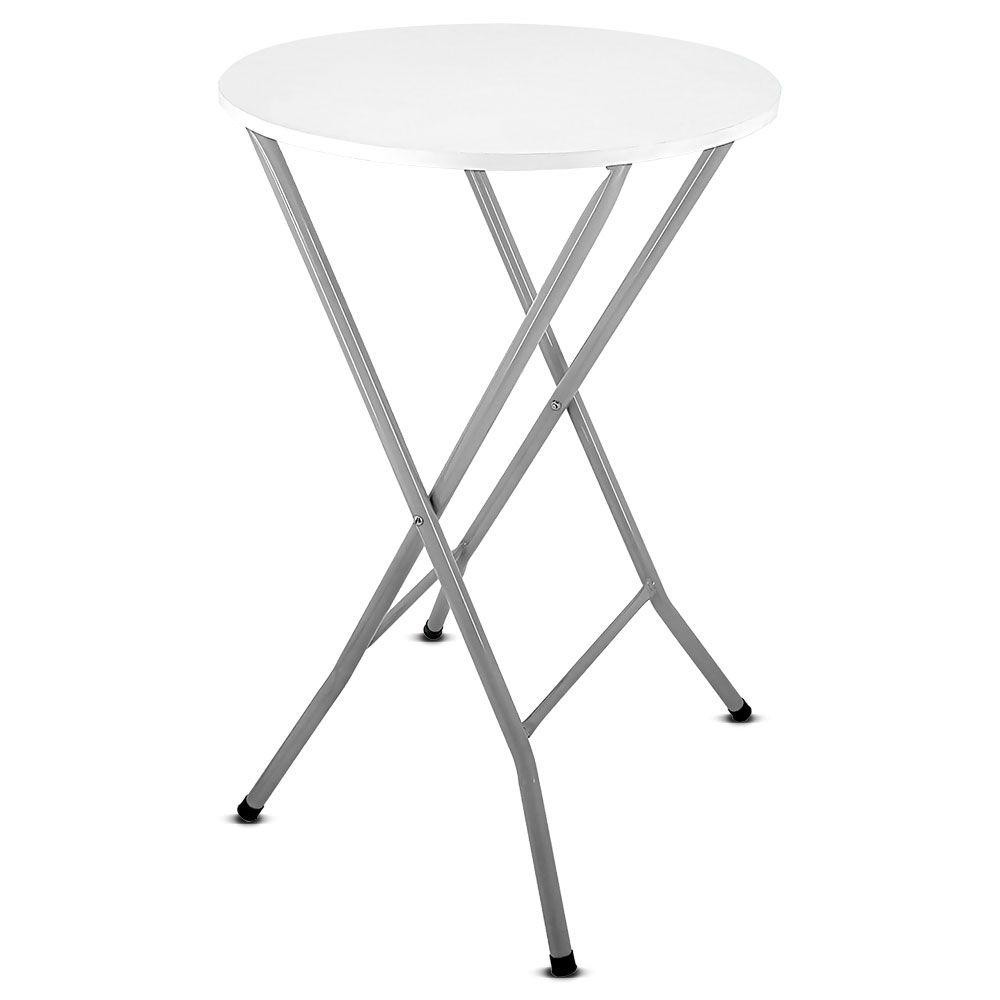 Mesa Bistrô Dobrável Alta De Bar Miami C/ Tampo 60cm - prata/branco