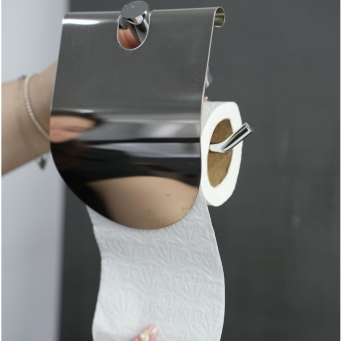 Porta papel higiênico papeleira com tampa de parede cromado design moderno e luxuoso metal