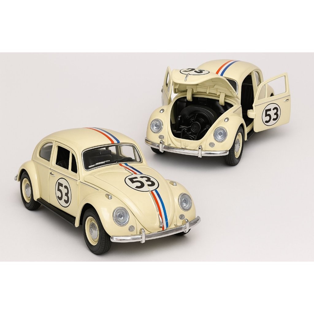 Kit 2/3 Fusca Herbie 53 Miniatura Ferro Abre Porta Capô Fricção Coleção Fusquinha Carrinho Brinquedo Carro