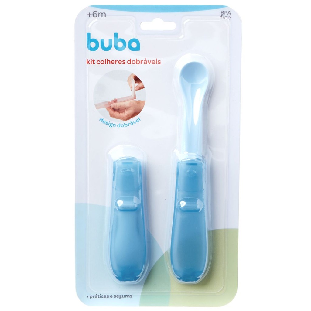 Kit 2 Colheres Dobráveis Azul 19700 - Buba em Oferta na Shopee