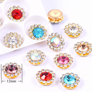 50 Peças À Prova De Óleo 12mm Moda Girassol Redondo Cristal Costurado Em Strass Para Roupas DIY Chapéus Acessórios em Oferta na Shopee