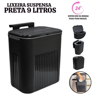 Lixeira Suspensa Balde de Lixo 9 Litros com Adesivo e Alça