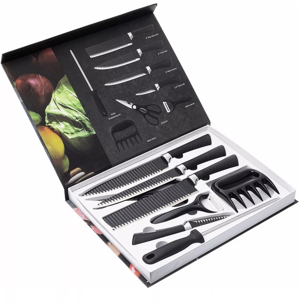 Conjunto de Facas Kit Churrasco Profissional Em Inox 8 Peças Faqueiro Faca Promoção