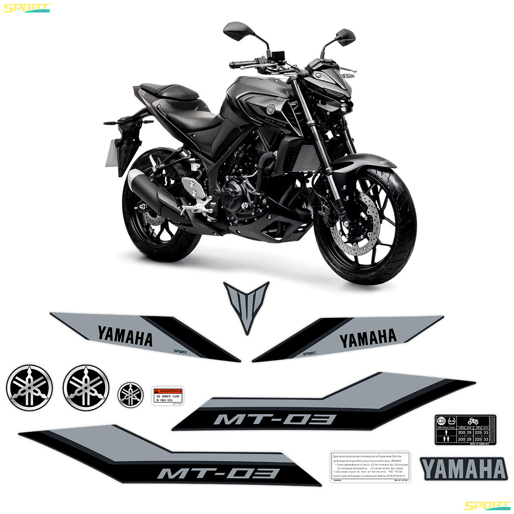 Adesivos MT-03 2023/2024 Moto Preta + Emblemas Logo Yamaha em Oferta na Shopee