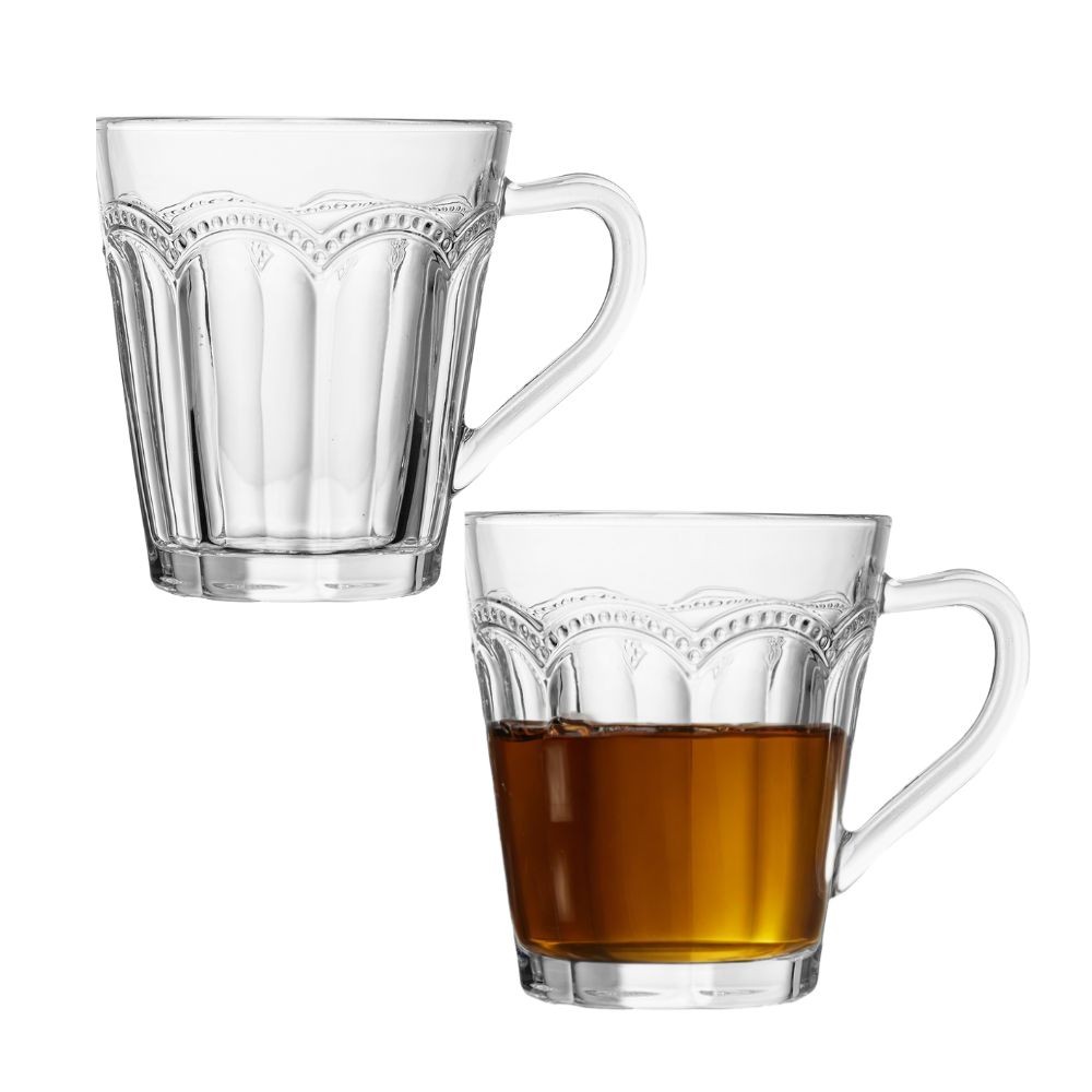 Jogo 2 Xícara de Chá Café Belle Epoque Vidro Resistente Transparente 180ml Lyor