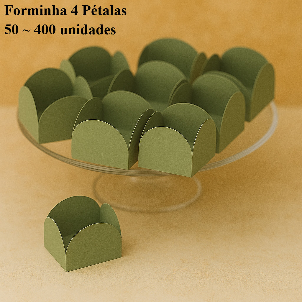 KIT Forminha Verde Pistache 4 Pétalas - Nº 6 (3 x 3cm) - 50 ~ 400 Unidades - Plac em Oferta na Shopee