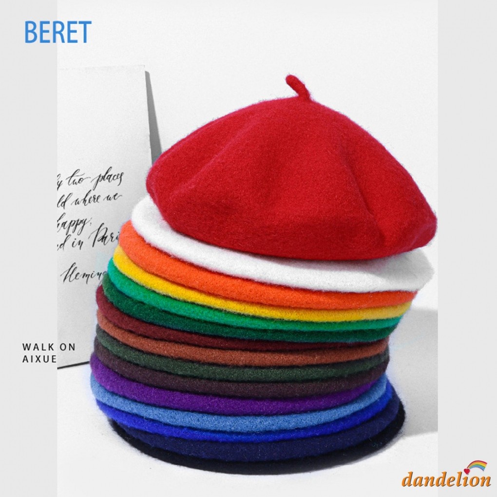 Boina Chapéu Para Crianças Meninas Meninos Vintage Casual Cor Sólida De Lã Inverno Outono