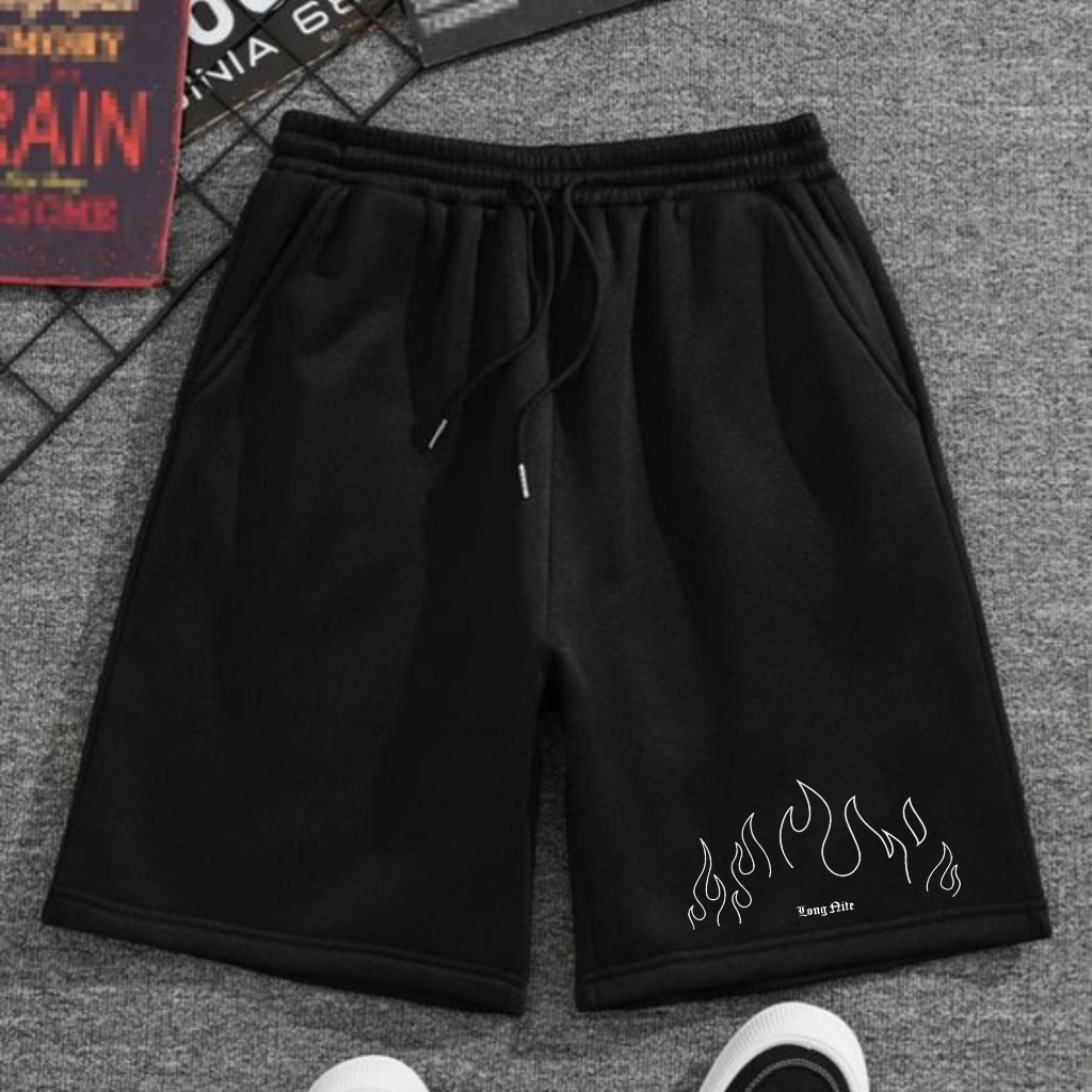 Bermuda Moletom Streetwear Shortinhos Flanelados Fire Tecido Premium Moda Masculina em Oferta na Shopee