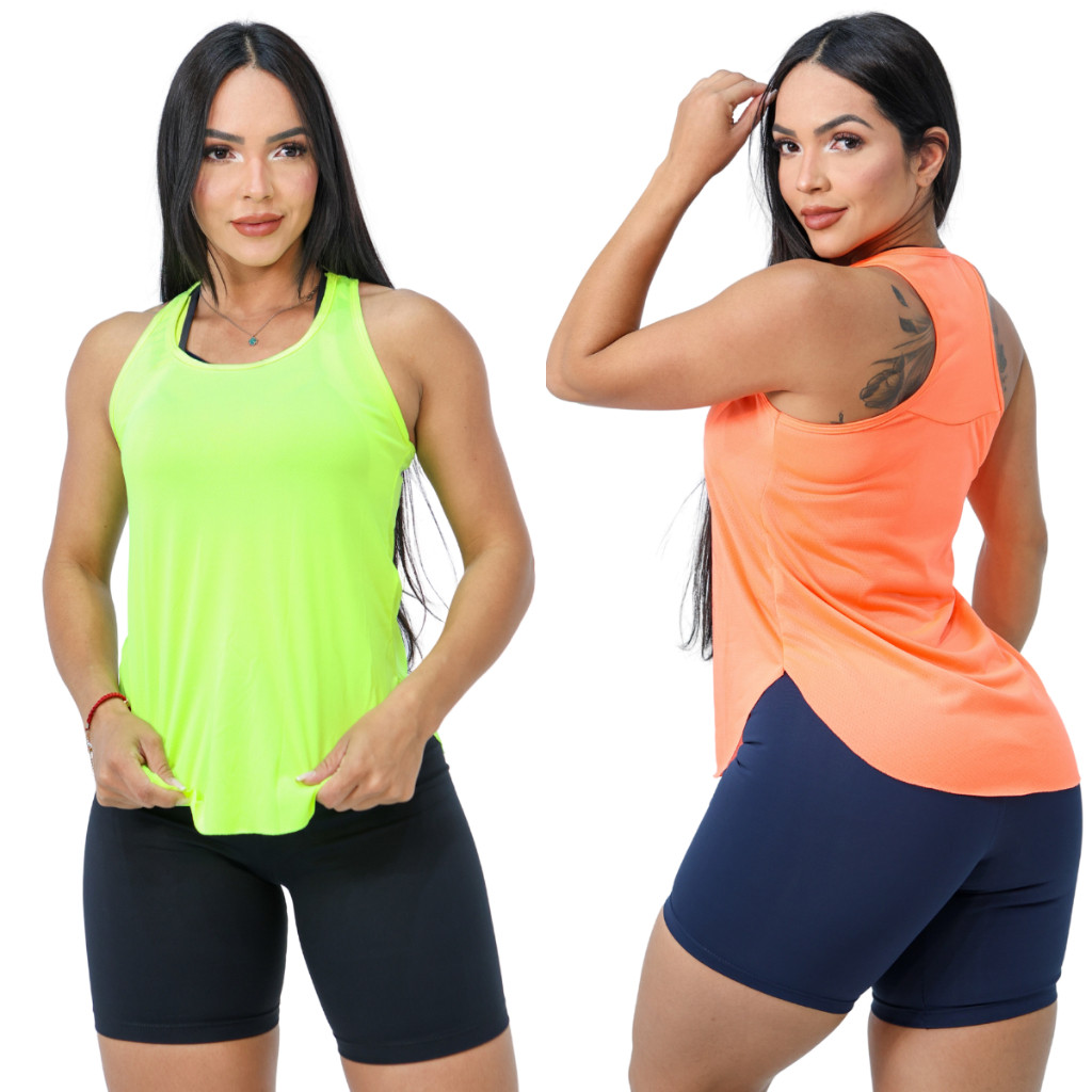 Kit 2 Regata Dry Fit Feminina Academia Esportes Fitness Academia Malhação Corrida Caminhada Esportes