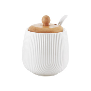 Açucareiro Oásis Com Colher Em Cerâmica e Bambu 360ml em Oferta na Shopee