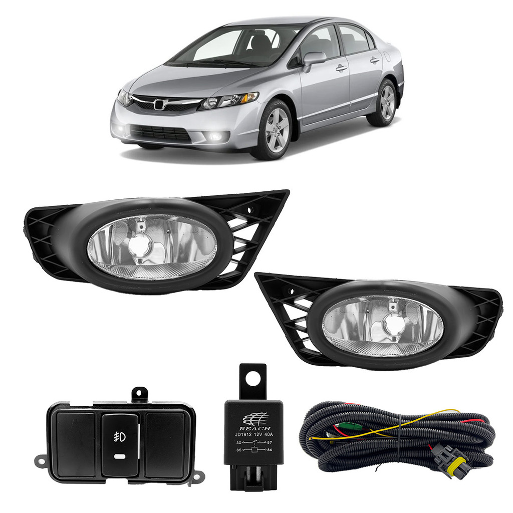Kit Farol de Milha Auxiliar New Civic Compatível 2009/2011