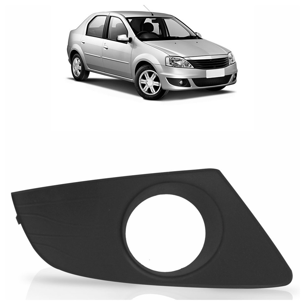 Moldura Grade Milha Parachoque Logan 2011 2012 2013 Com Furo Preto - Spare Parts and Accessories for Vehicles