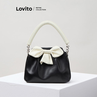 (Lovito Refine) Elegante textura de fita de laço para jantar bolsa para mulheres LFA53073 em Oferta na Shopee