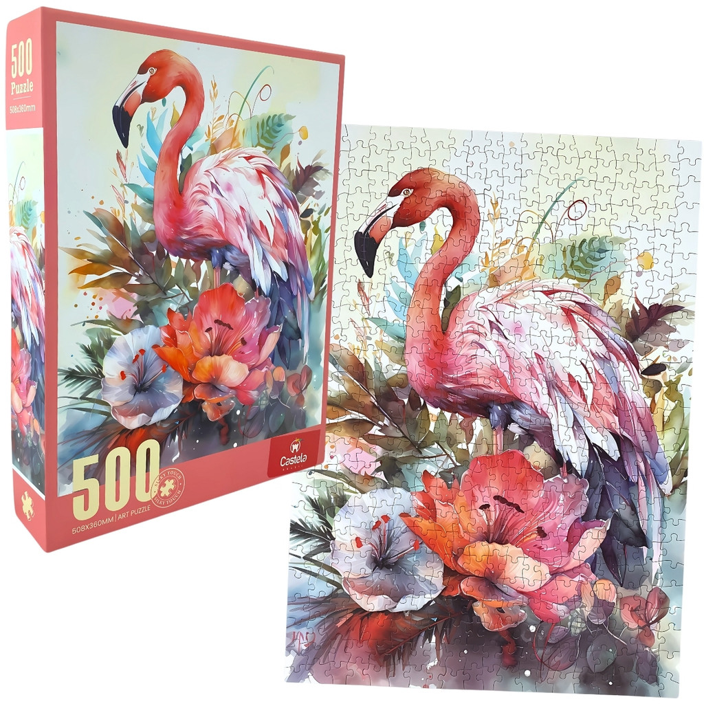 Quebra Cabeça 500 Peças Flamingo e Flores Decorativo Castela em Oferta na Shopee