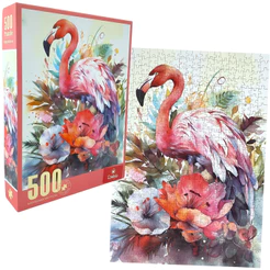 Quebra Cabeça 500 Peças Flamingo e Flores Decorativo Castela
