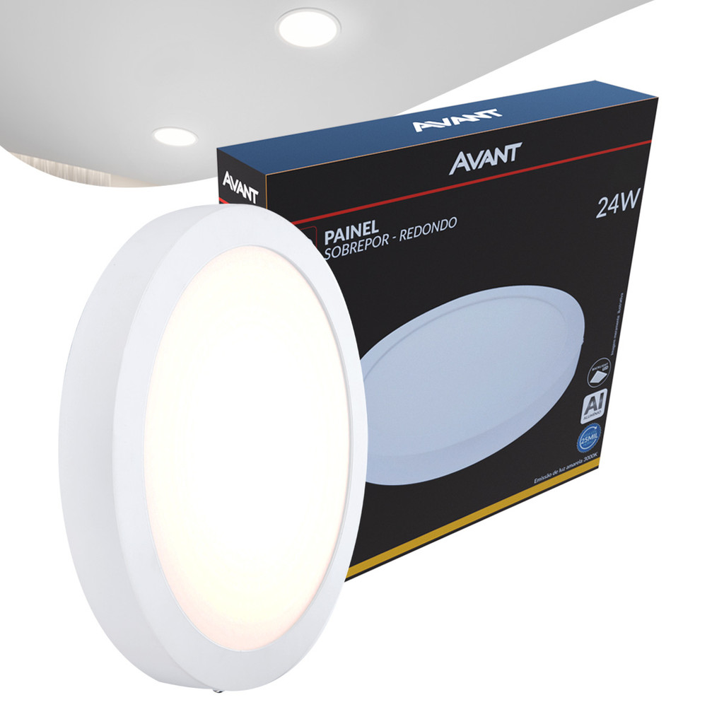 Painel Plafon Led Alu 24w 3000k Sob. Redondo 110v/220v 30cm Avant