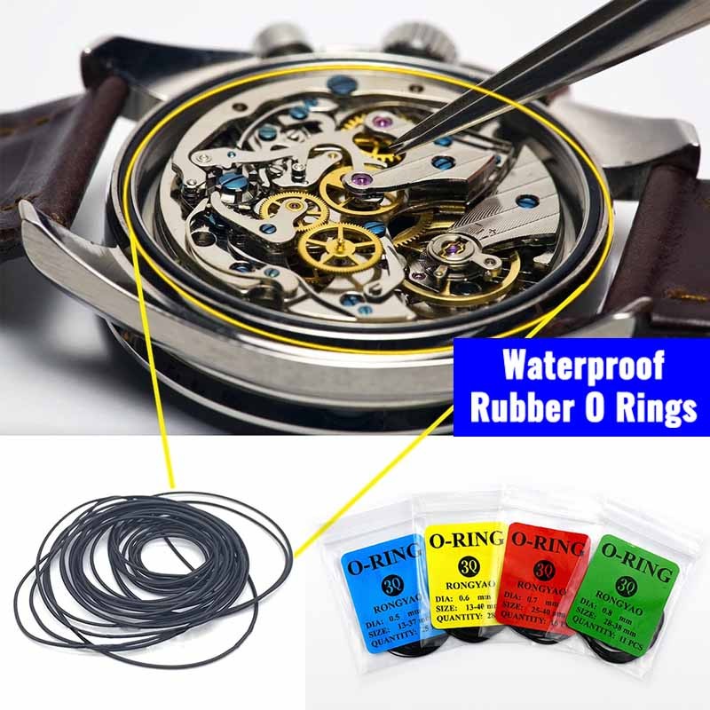Anéis De Vedação De Borracha À Prova D'água De 0.5-0.8 Mm Resistência A Óleo O Ring Watch Juntas Da Tampa Traseira Conju