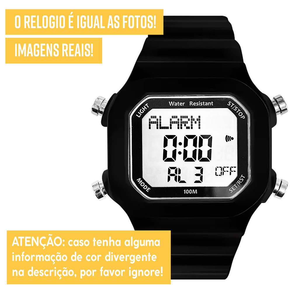 Detalhes do Relógio Champion Yot Troca Pulseira Preto Digital Original