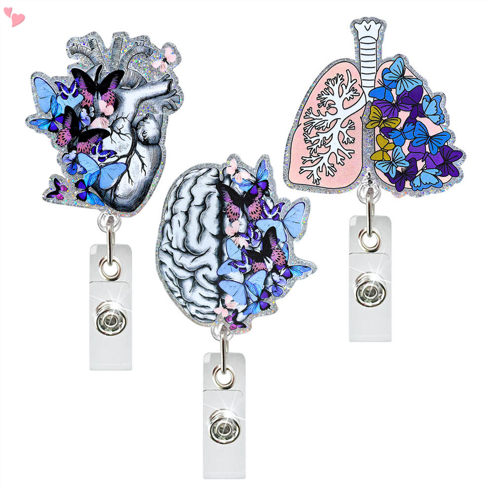 Porta-Crachá De Enfermeira Carretéis Retráteis Clipe De Etiqueta De Nome Anatomia Desenhada À Mão Flor ID Card Carretel em Oferta na Shopee