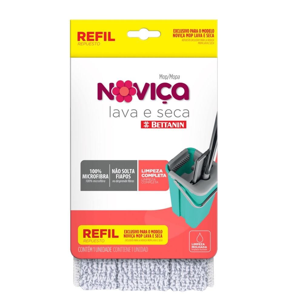 Refil Mop Lava e Seca de Microfibra Noviça Bettanin em Oferta na Shopee