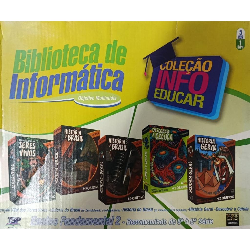 Biblioteca de Informática - Coleção Info Educar 5 CDs + 1 Livro Autor: Objetivo (Novo, Lacrado)