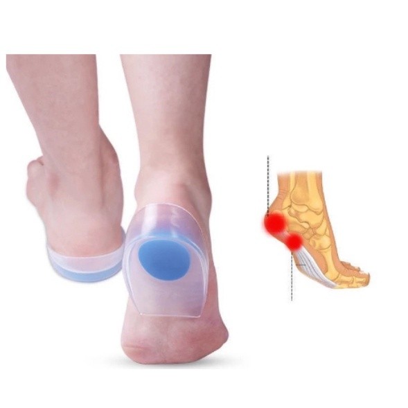 Palmilha Gel Ortopedico Silicone Calcanhar Dor Fascite Aumento de Altura Calcanheira Anti Impacto azul