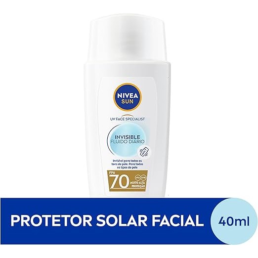 NIVEA SUN Protetor Solar Facial Fluido UV Face Specialist Invisible FPS 70 40ml - Beauty
