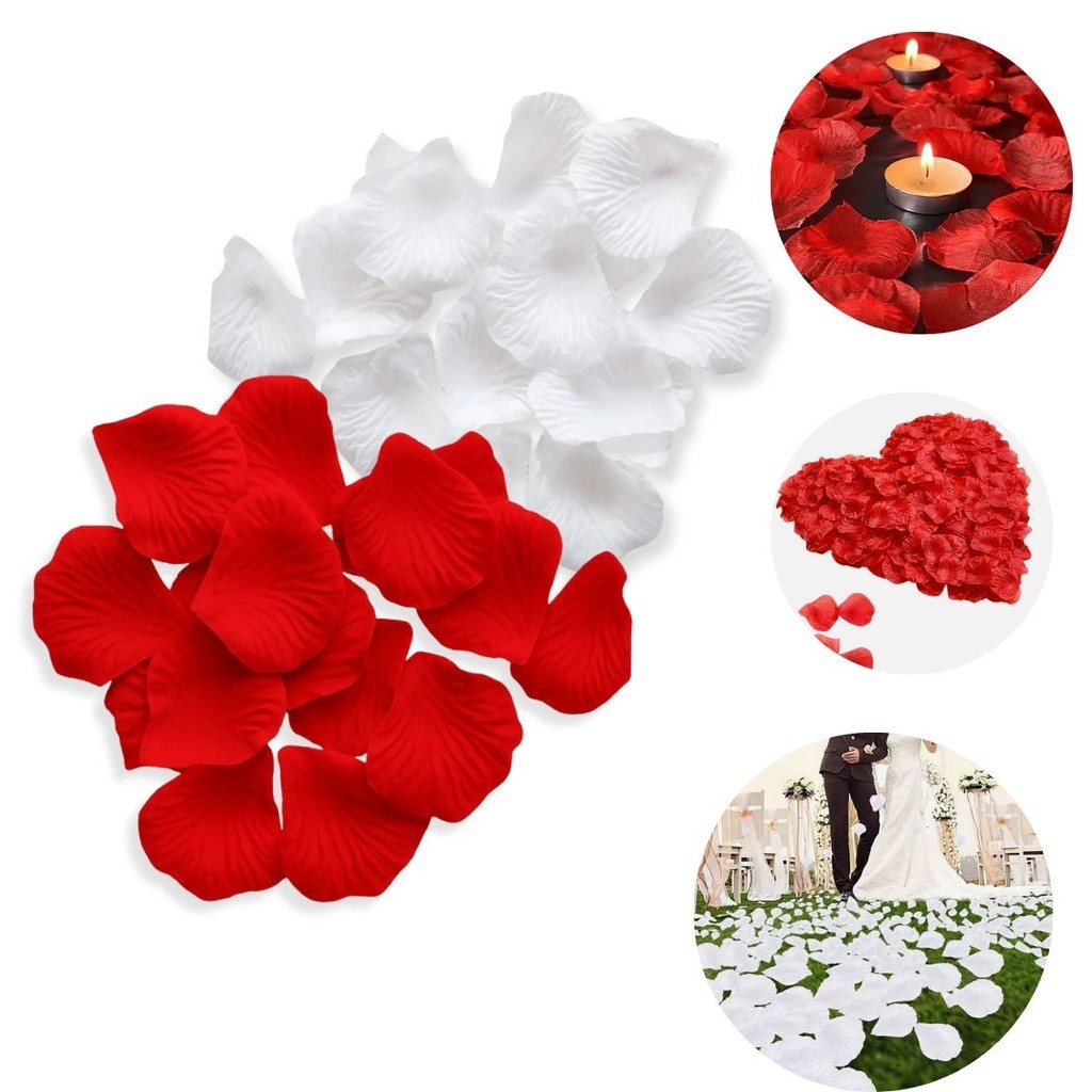 1.300 Pétalas De Rosas Artificial Branca ou Vermelho Casamento Festas Noivados C