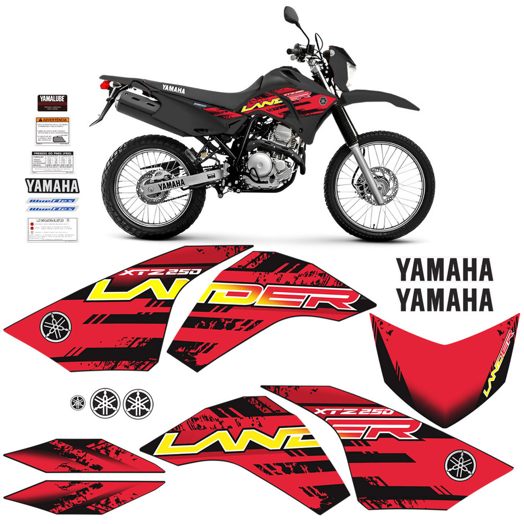 Adesivo Para Yamaha Lander Xtz 250 18/19 Moto Vermelha/Preta em Oferta na Shopee