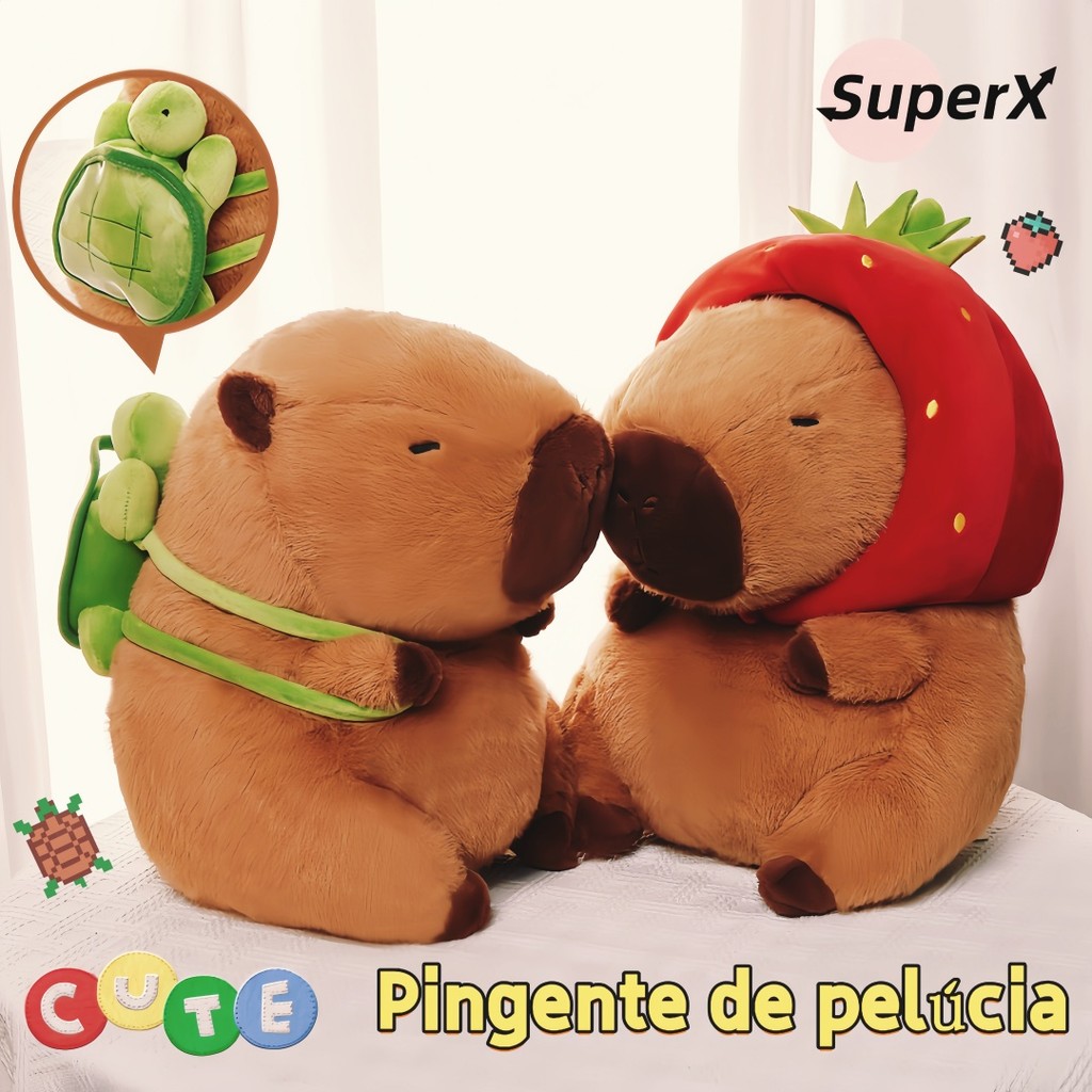 Capivara de pelúcia pingente água cobaia boneca boneca bolsa escolar charme chaveiro periferia em Oferta na Shopee