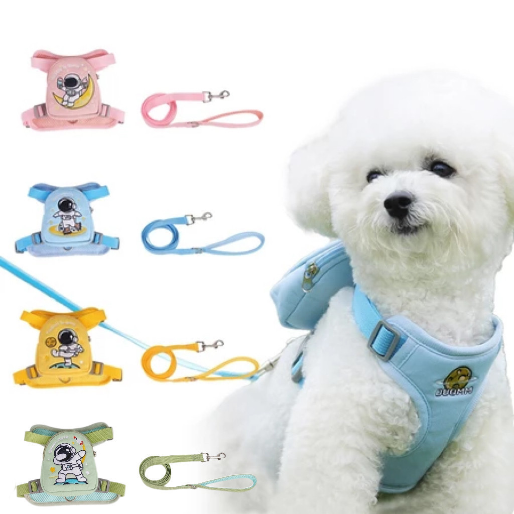 Peitoral Coleira Com Guia e Bolsa Removível Para Cachorro Pet Cães Pequenos E Médios Gato De Viagem