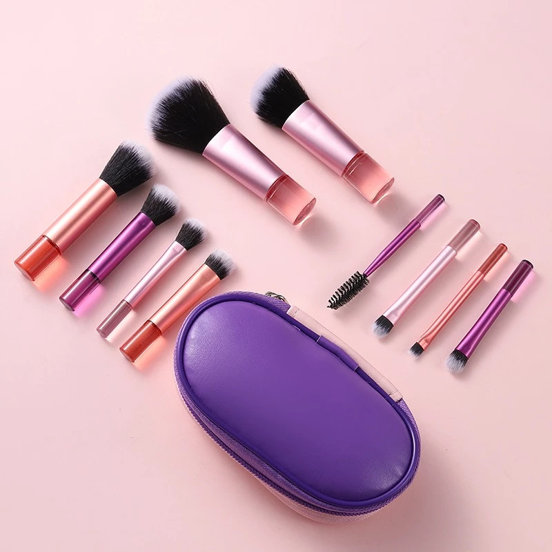 Kit 10 mini pincéis para Maquiagem com estojo bolsa para viagem Recommend