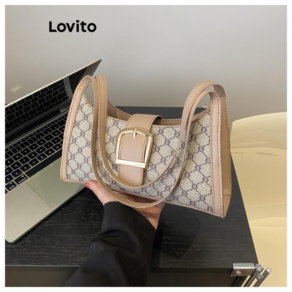 Lovito Casual Gingham Metal Fivela Retro Axila Bolsa Escondida Pequena Bolsa de Ombro para Mulheres LFA74005 - Women Bags