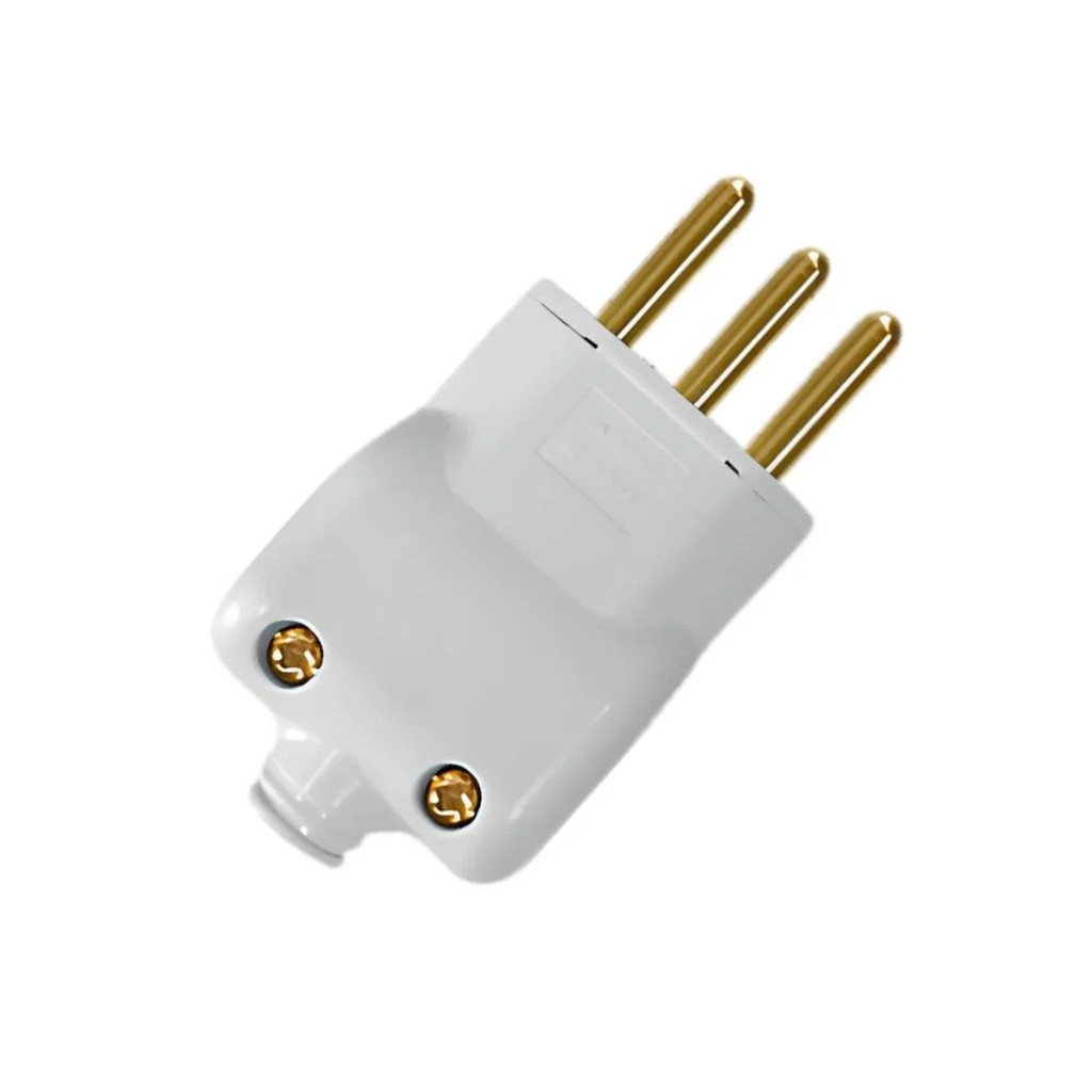 PLUGUE MACHO PINO PRENSA CABO 2P+T BRANCO 20A 250V - ILUMI