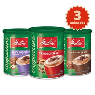 Kit 3 Cappuccinos Melitta® 200g cada Tradicional + Chocolate + Chocolate com Avelã em Oferta na Shopee