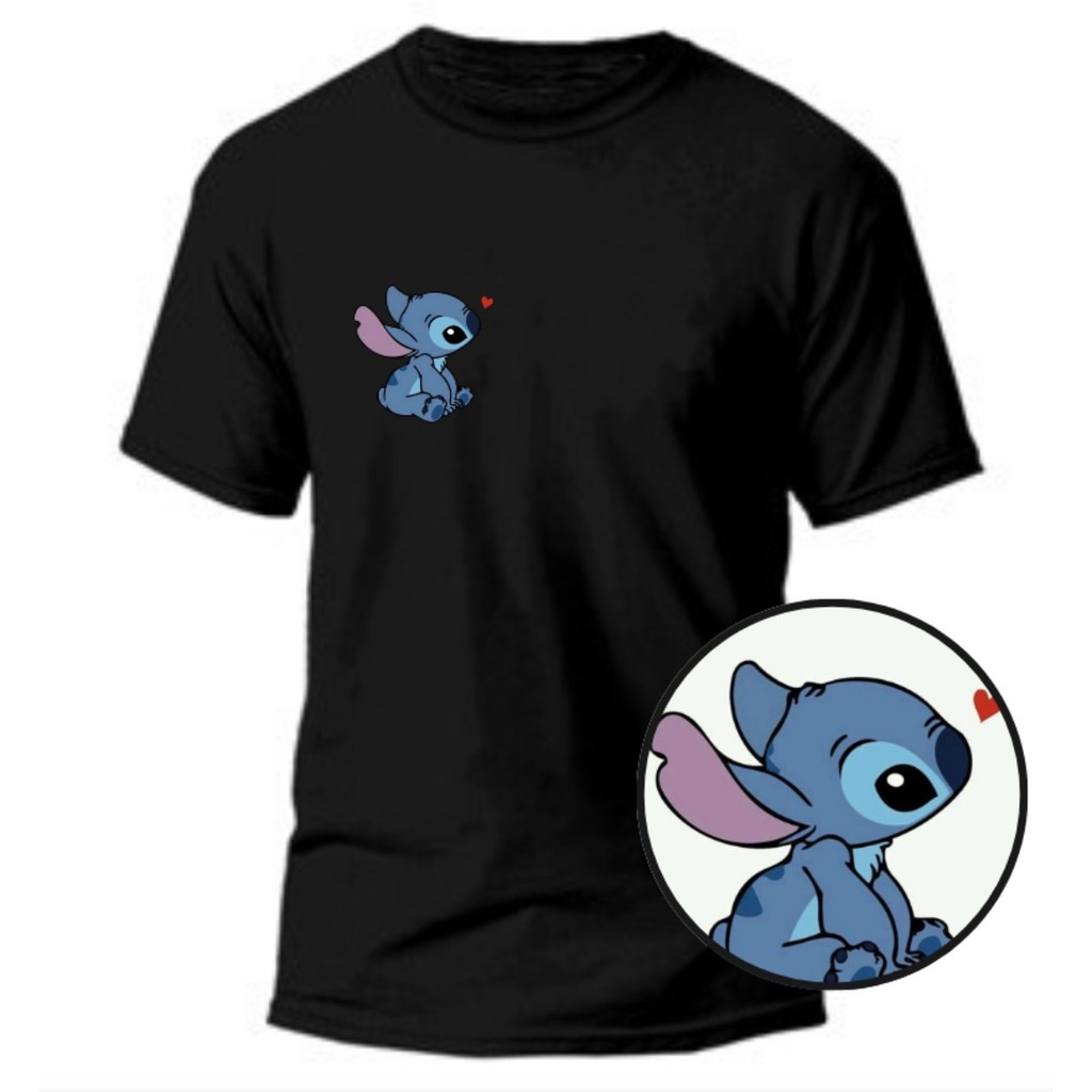 Camiseta Estampa Fofa Love Para Casal Angel Rosa Lilo Azul Camisa Avulsa ou Kit Casal Blusa Algodão