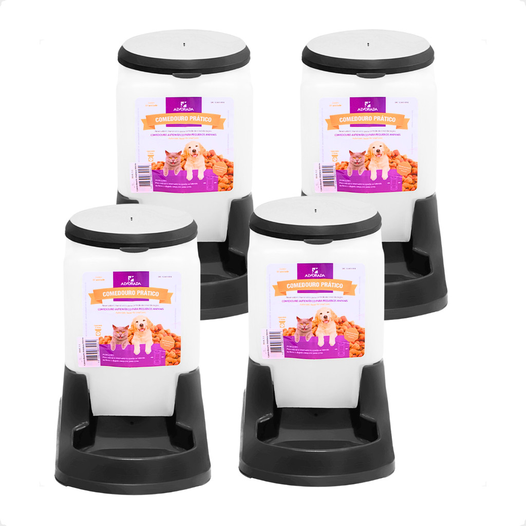 Kit 4 Comedouro Pratico Alvorada 3 Litros - Preto em Oferta na Shopee