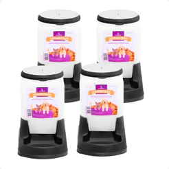 Kit 4 Comedouro Pratico Alvorada 3 Litros - Preto