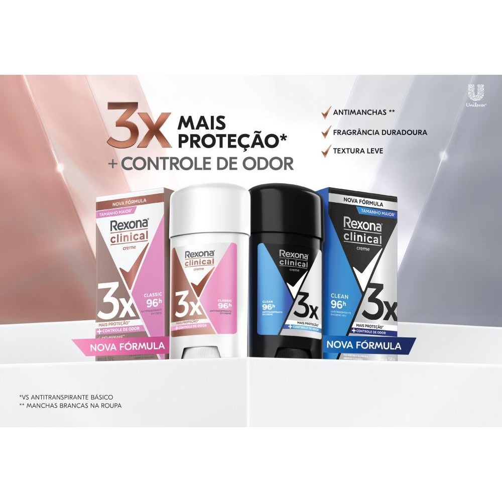 Kit 2 Desodorante Antitranspirante em Creme Rexona Clinical Extra Dry 58g — imagem 2 de 2
