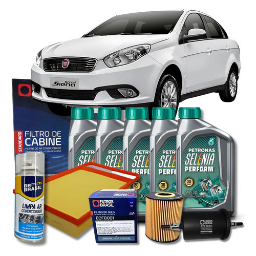 Kit Revisão Óleo e Filtros - Fiat Grand Siena 1.6 16V E-torq - 5W30 em Oferta na Shopee