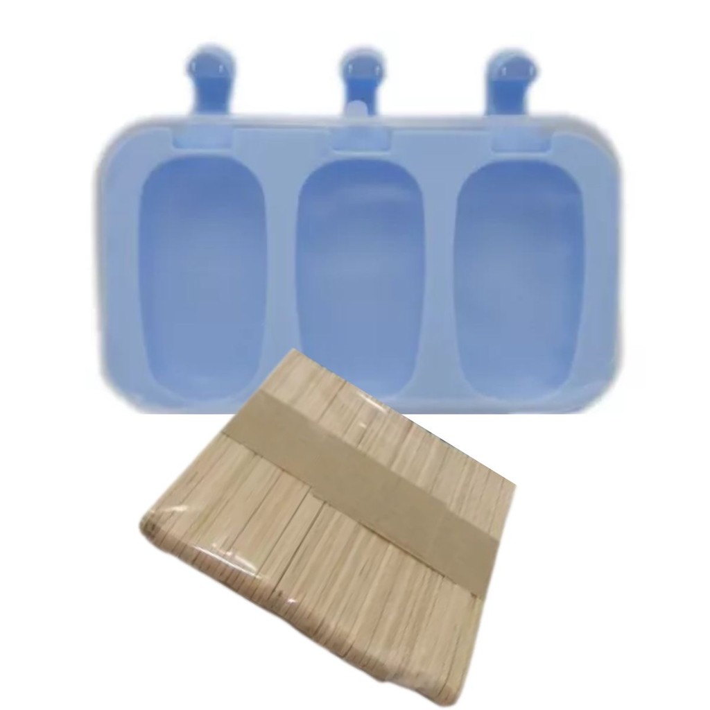 3 Formas de Silicone Molde para Fazer Picolé com 150 Palitos — imagem 2 de 2