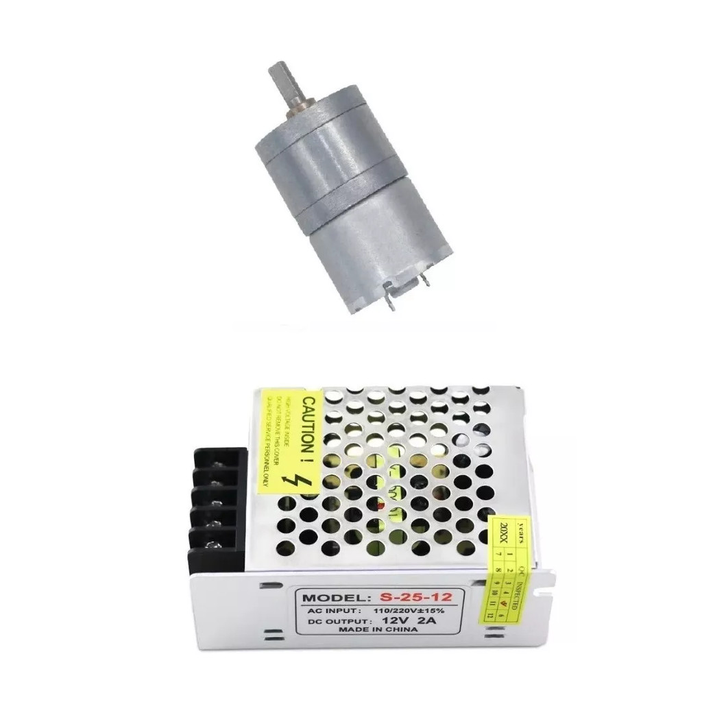 Motor Dc 12v Alto Torque 25ga310 25ga 310 + Fonte 12v 2a