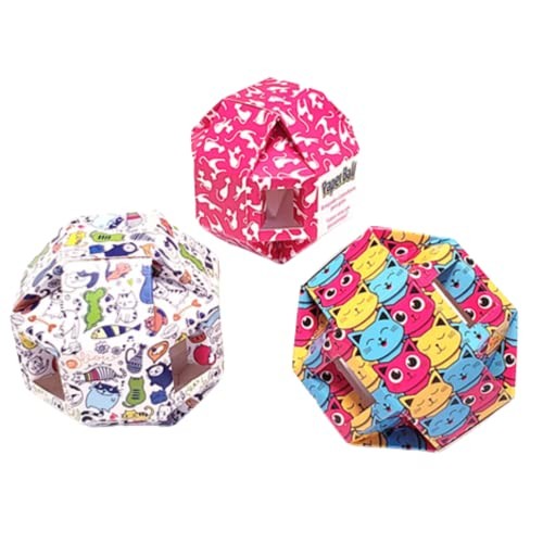 3 Brinquedos Comedouros Da Pet Games Paper Ball Divertido E Saudável Ocupacional Para Gato Felino