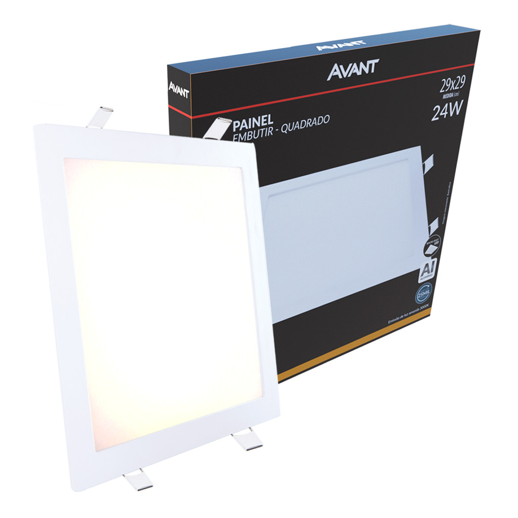 Painel Led Alu 24w 3000k Emb. Quadrado 110v/220v 30cm Avant em Oferta na Shopee