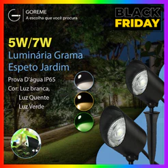 Luminária Espeto Jardim LED 5W/7W Luz de Gramado a prova dágua avançado luz fria, quente e verde