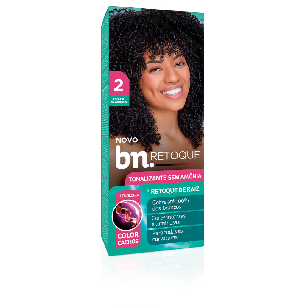 Tonalizante Preto Clássico 2.0 Sem Amônia 90g – Beleza Natural – Retoque Raiz bn.Cachos - Beauty