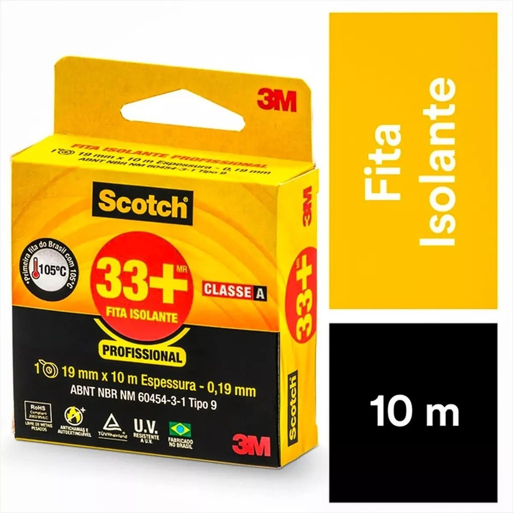 Fita Isolante 19mm X 10m 0.19mm 750v 105g Pt 33