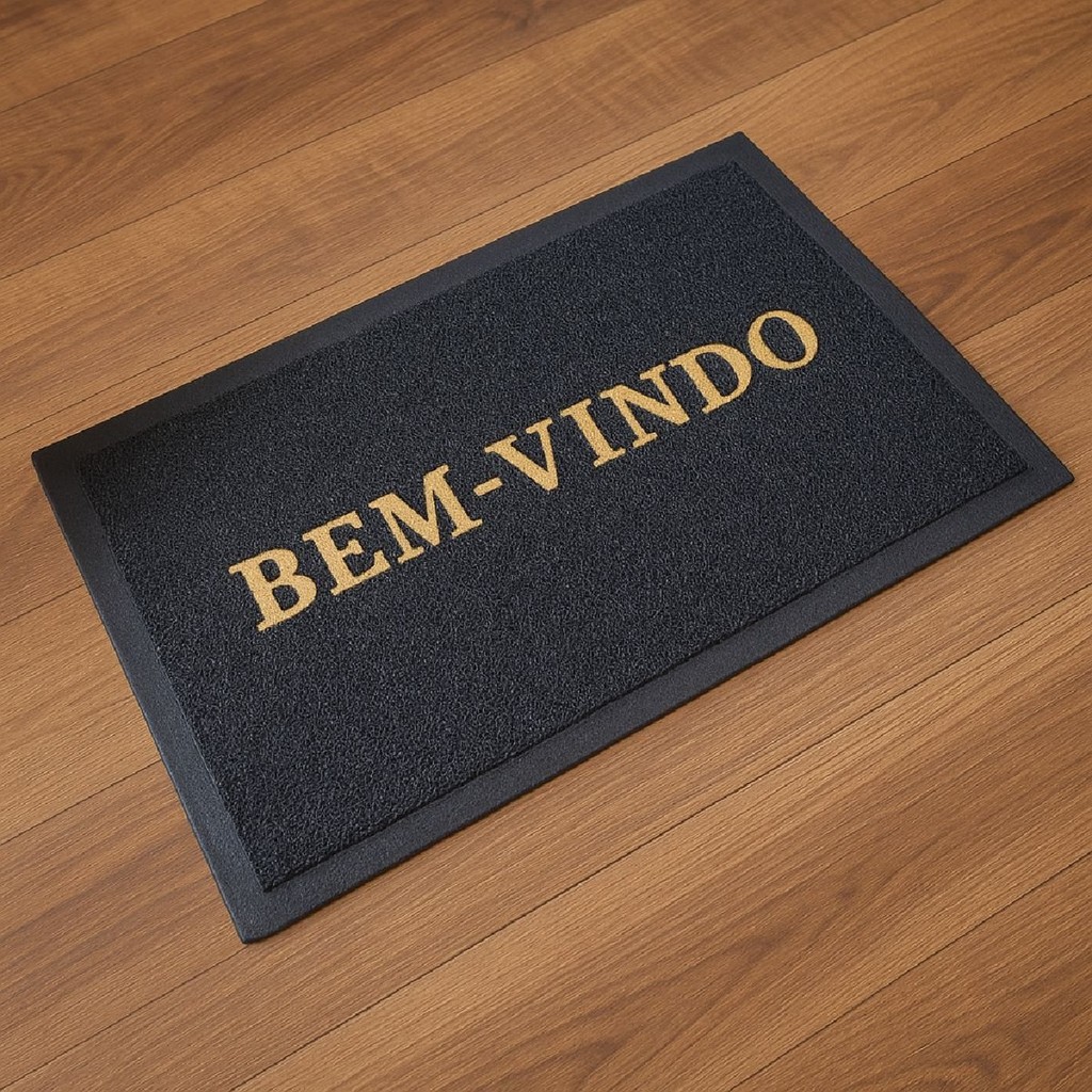 Tapete Bem Vindo Capacho 60x40cm Emborrachado Antiderrapante Para Porta Entrada PVC